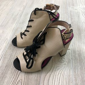 Juicy Couture | Peep Toe Lace Up Heel